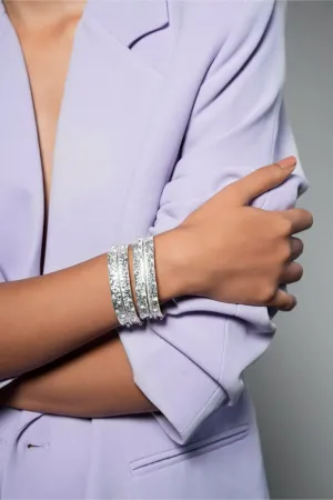 DIRA BANGLE MORNING DEW SILVER TONE - SET OF 2