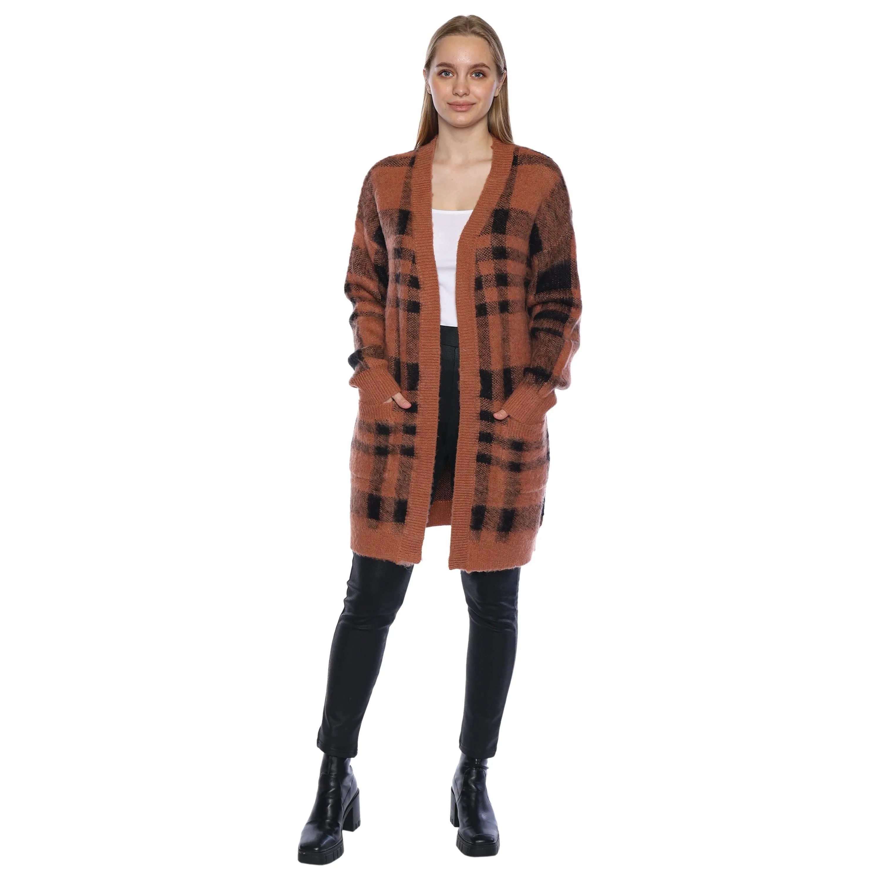 Eyelash Plaid Cardigan