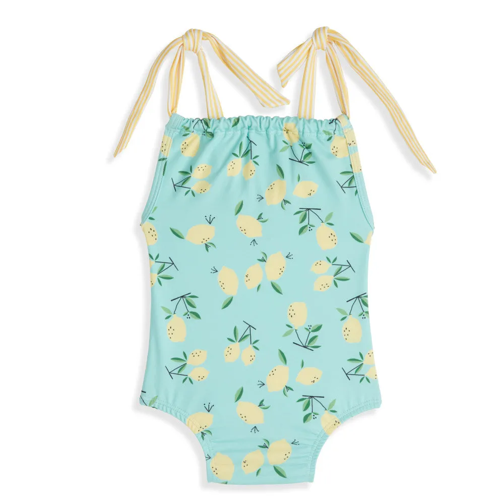 Sharon Bathing Suit -- Teal Lemons