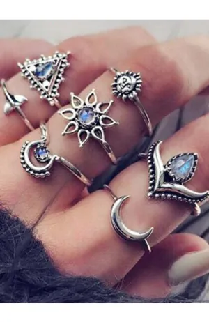 Silver Moonstone Ring Set