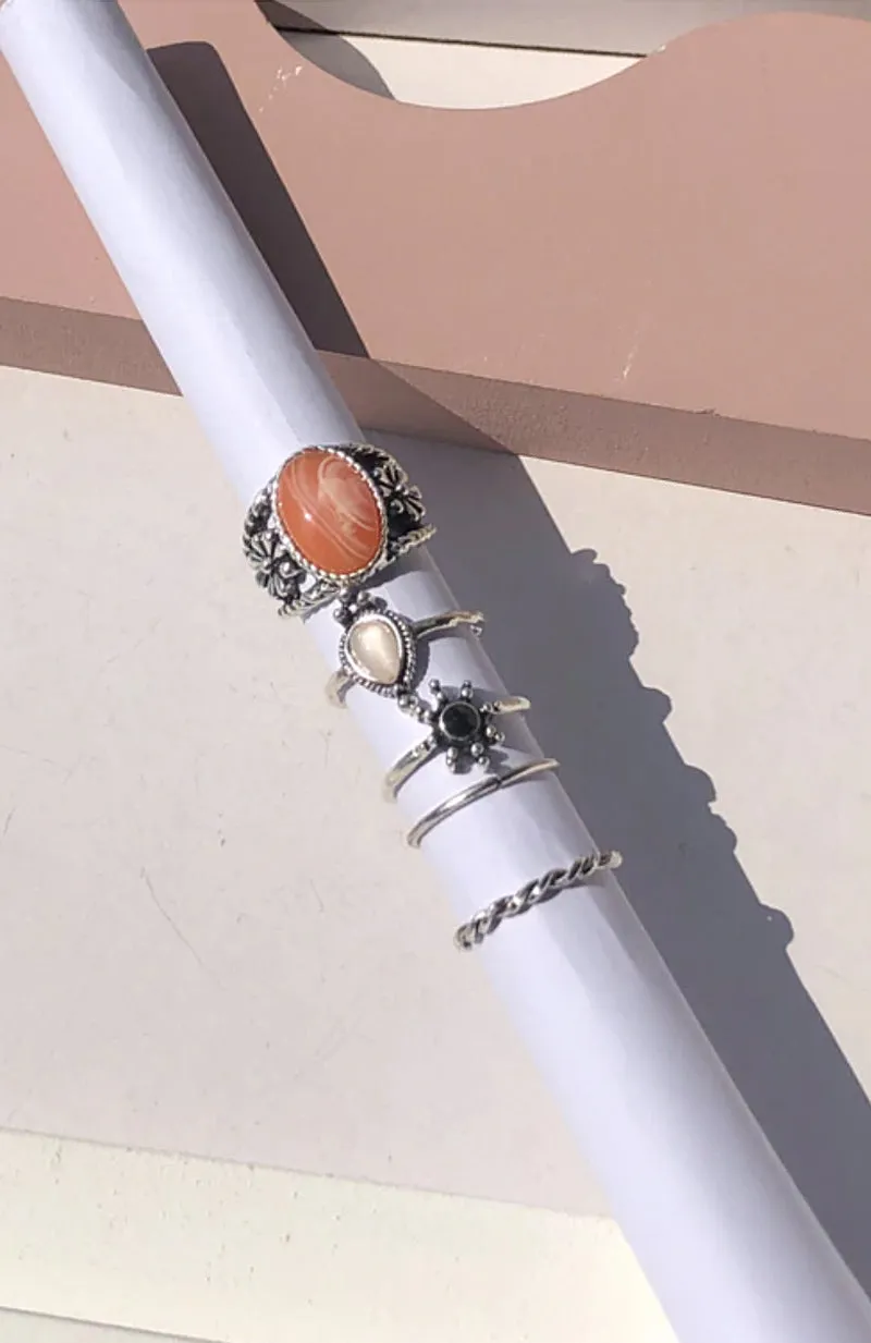 Vintage Silver Multi Stone Ring Set